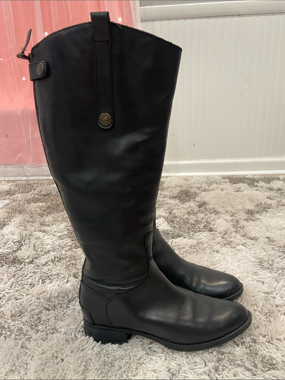 Sam Edelman Black Leather Knee-High Riding Boots size 7